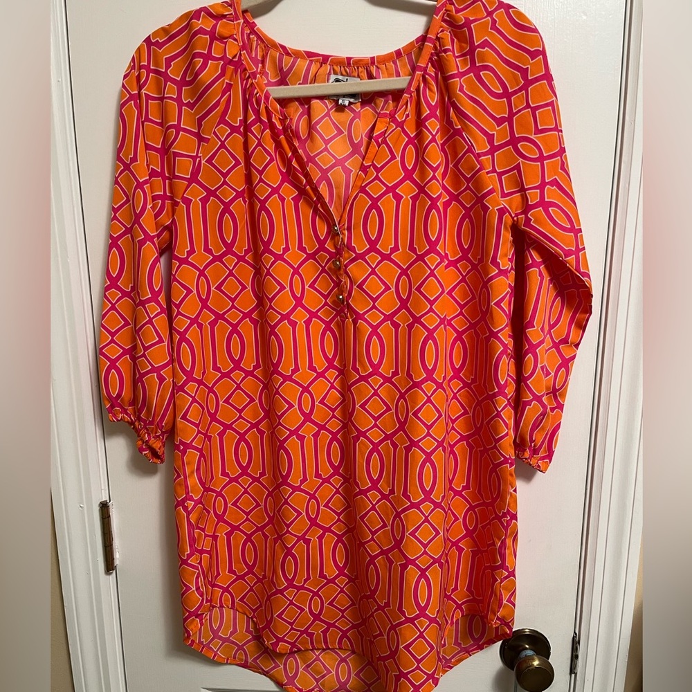 Mud Pie Orange and FuschiaTunic